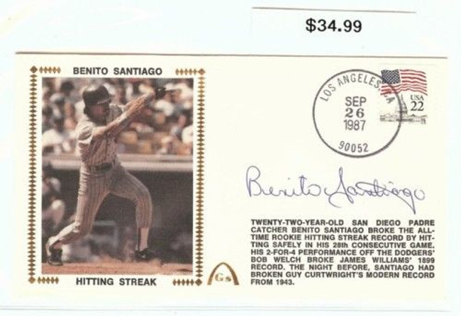 Benito Santiago First Day Cover Cachet Auto Autograph