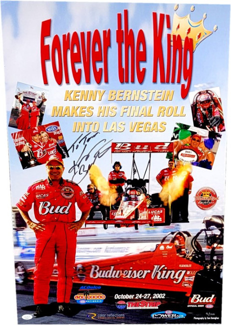 Kenny Bernstein Hand Signed Cardboard Poster 20x30 Forever The King JSA VV99367