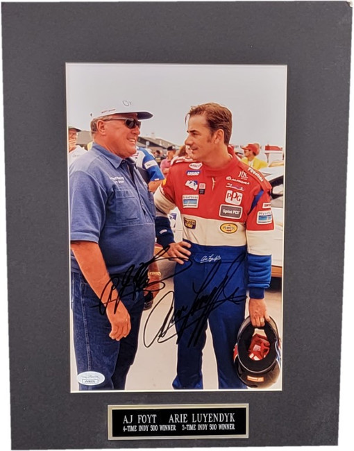 AJ Foyt Arie Luyedyk Signed 8x10 Photo Custom Matted Indy 500 JSA VV99370