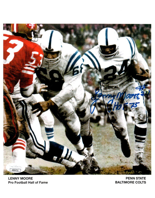 Lenny Moore Signed Autographed 8X10 Photo Baltimore Colts "HOF 75" JSA AB54721