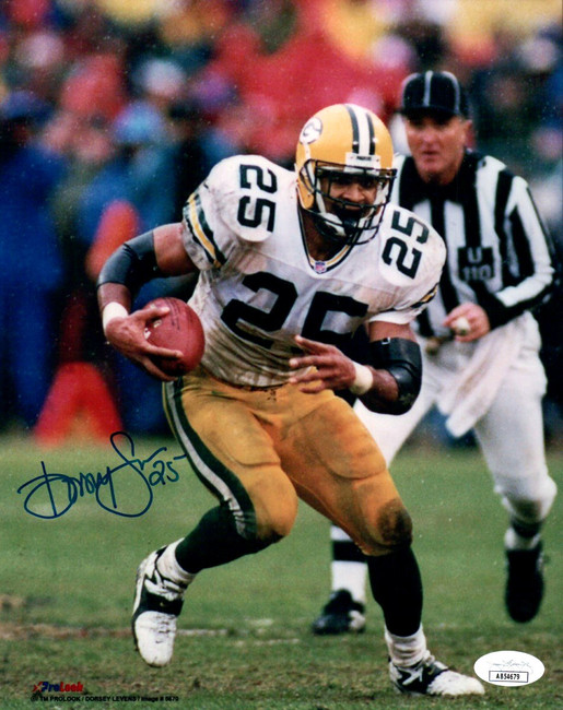 Dorsey Levins Signed Autographed 8X10 Photo Packers Run w/Ball JSA AB54679