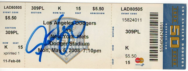 Steve Yeager Signed Autographed Ticket Stub Los Angeles Dodgers JSA AC71396