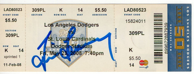 Tim Leary Signed Autographed Ticket Stub Los Angeles Dodgers JSA AC71398
