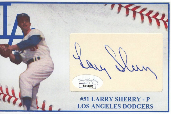 Larry Sherry Autographed Postcard Cut Signatures Los Angeles Dodgers JSA AD30285