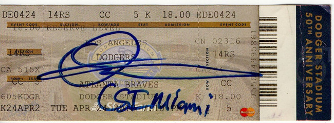 Omar Benson Miller Signed Autographed Ticket Stub CSI: Miami JSA AC71554