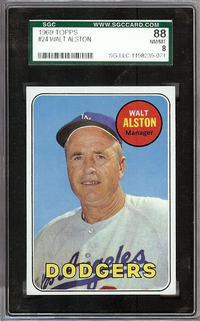 Walt Aston 1969 Topps Vintage Card Graded SGC 88 NM/MT 8 Dodgers #24