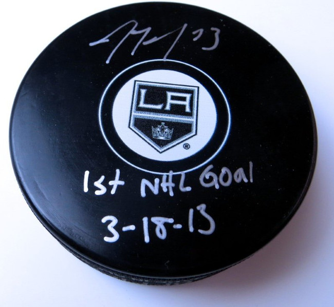 Tyler Toffoli Signed Autographed NHL Puck Kings "1st NHL Goal 3-18-13" GV917189