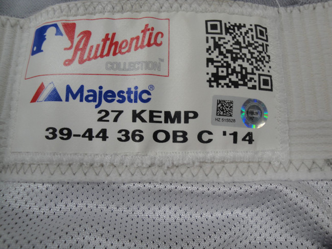Matt Kemp Major League Baseball Dodgers Team Issued Road Baseball Pants 5528