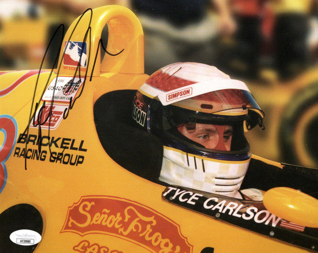 Tyce Carlson Autographed 8X10 Photo Card IndyCar Driver Close-Up JSA AF20880