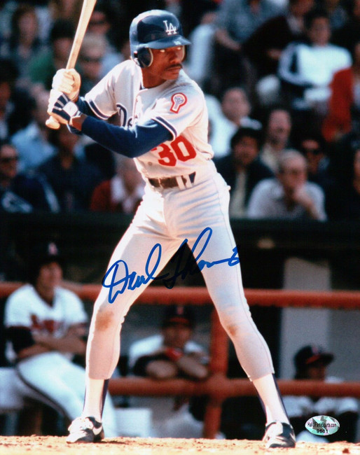 Derrel Thomas Signed 8X10 Photo Autograph LA Dodgers Road At Bat Auto COA