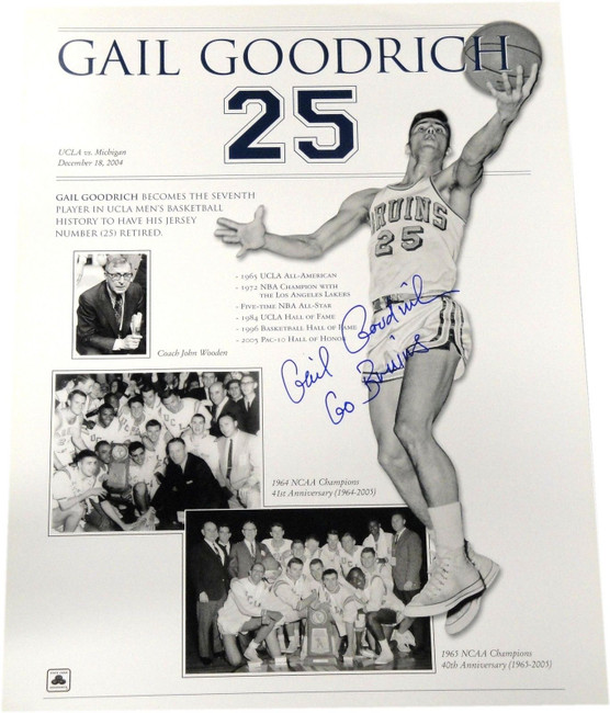 Gail Goodrich Hand Signed Autographed 20x24 Photo UCLA Bruins LA Lakers Wooden