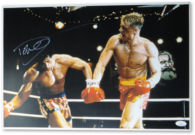 Dolph Lundgren Signed Autographed 12X18 Print Rocky IV Massive Punch JSA AD30592