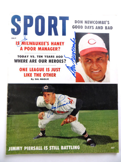 Jimmy Piersall Don Newcombe Dual Autographed Magazine SPORT 1959 JSA AG71430