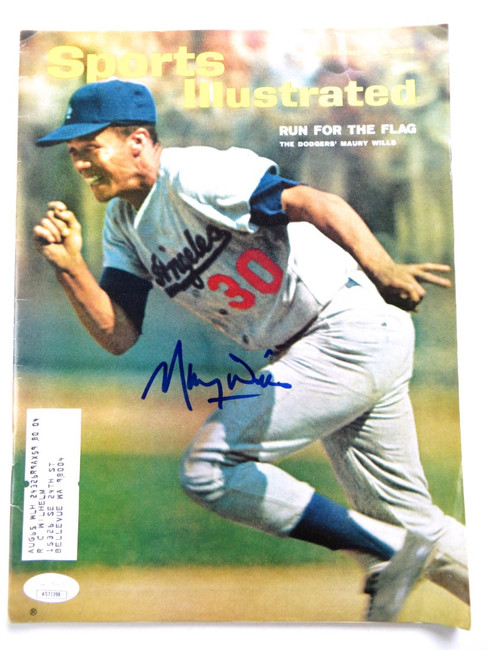 Maury Wills Autographed Magazine Sports Illustrated 1965 Dodgers JSA  AG71398 - Cardboard Legends
