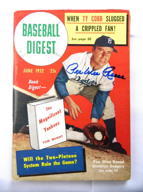 Pee Wee Reese Signed Autographed Magazine Baseball Digest 1952 JSA AG39603