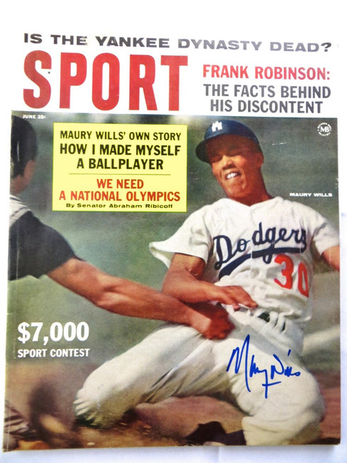 Maury Wills Signed Autographed Magazine SPORT 1963 Dodgers JSA AG71978