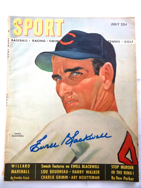 Ewell Blackwell Signed Autographed Magazine SPORT 1948 Chicago Cubs JSA AG71967