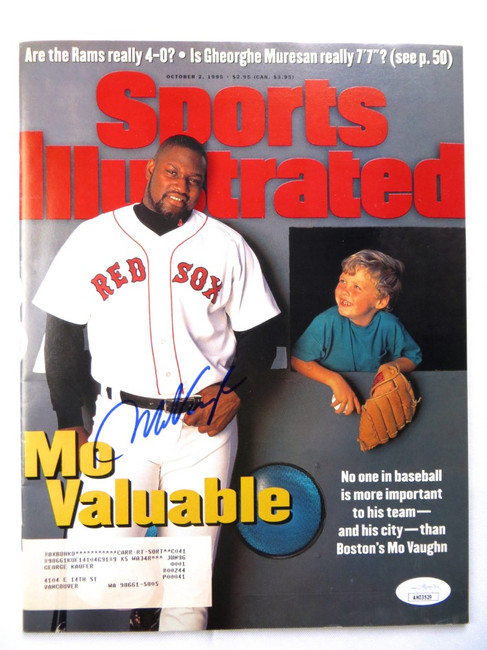 Mo Vaughn Signed Autograph Magazine Sports Illustrated 1995 Red Sox JSA AH03529