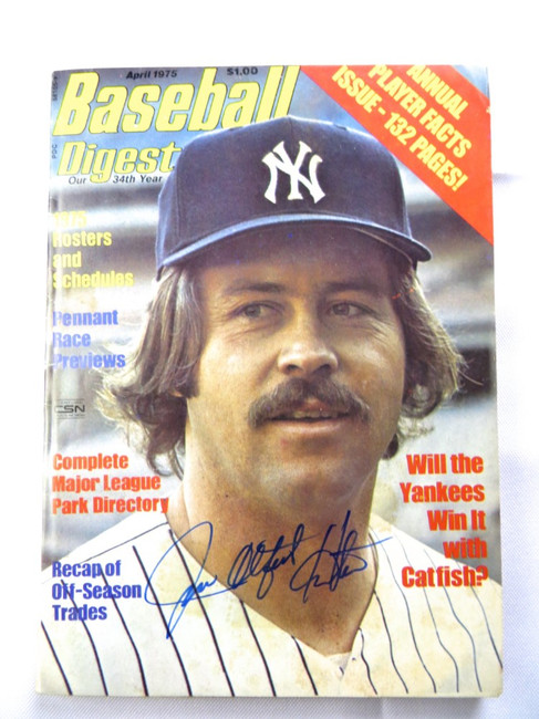 Jim Catfish Hunter Signed Autographed Magazine Baseball Digest 1975 JSA AG71930