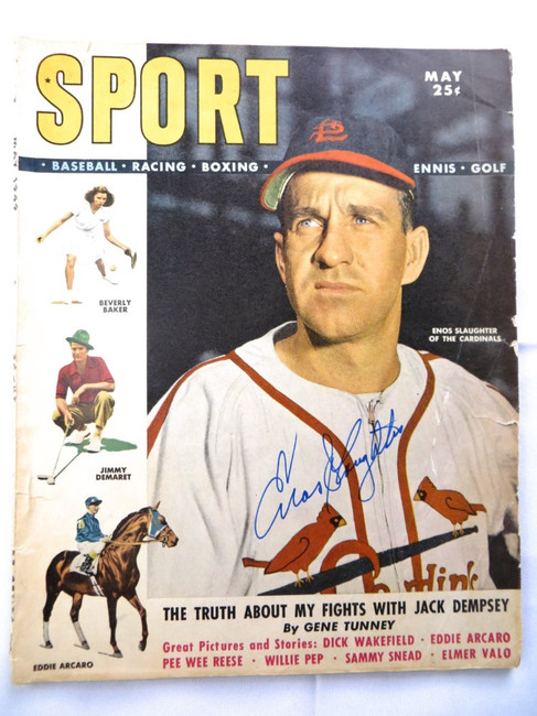 Enos Slaughter Signed Autographed Magazine SPORT 1949 Cardinals JSA AG39561