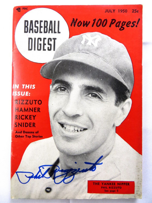 Phil Rizzuto Signed Autograph Magazine Baseball Digest 1950 Yankees JSA AG39538