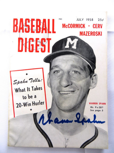 Warren Spahn Signed Autographed Magazine Baseball Digest 1958 Braves JSA AG71921