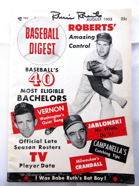Robin Roberts Autographed Magazine Baseball Digest 1953 Phillies JSA AG71923