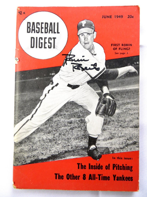 Robin Roberts Autographed Magazine Baseball Digest 1949 Phillies JSA AG71924