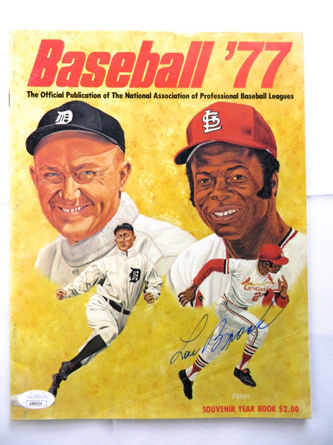 Lou Brock Signed Autographed Magazine Baseball '77 Cardinals JSA AH04514