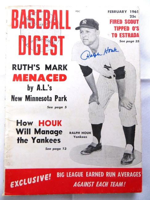 Ralph Houk Signed Autographed Magazine Baseball Digest 1961 Yankees JSA AG71935