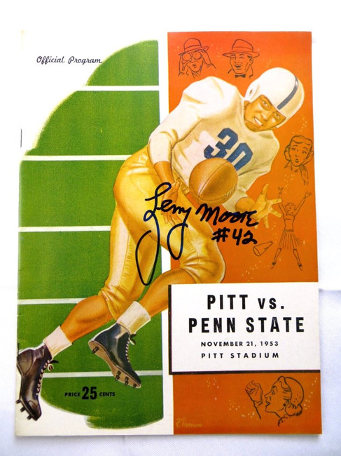 Lenny Moore Signed Autographed Program 1953 Penn State vs Pitt JSA AG39552