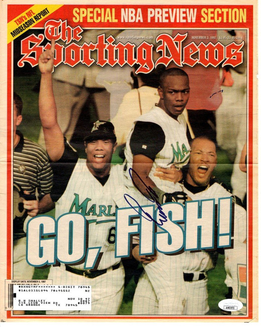 Edgar Renteria Signed Autographed Newspaper Cover TSN 1997 Marlins JSA AH03573