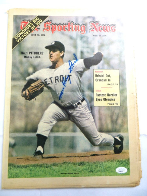 Mickey Lolich Signed Autographed Newspaper Sporting News 1972 Tigers JSA AH03402