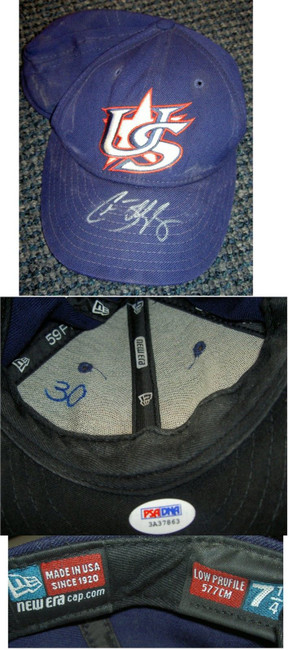 Chad Billingsley Autograph Signed Game Used Usa Hat
