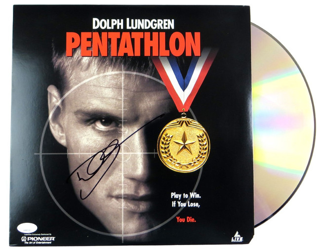 Dolph Lundgren Signed Autographed Laserdisc Cover Pentathlon JSA AH86329