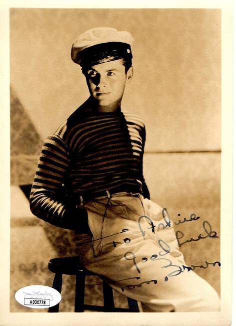 Tom Brown Signed Autographed 5X7 Vintage Photo Hollywood Actor JSA AD30778