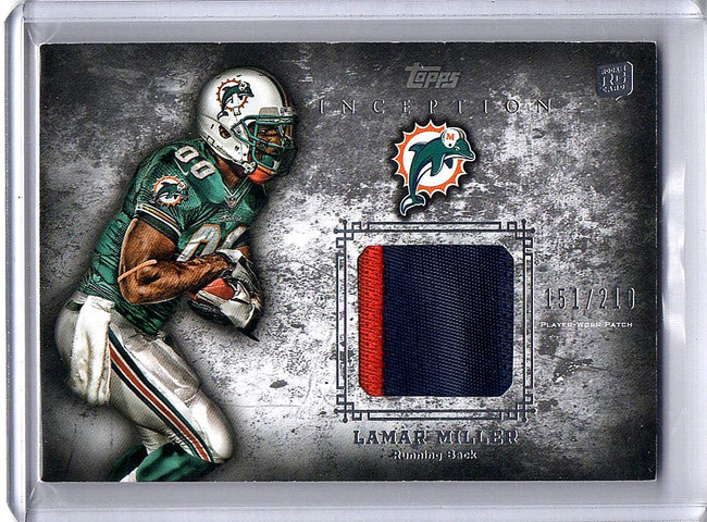 Lamar Miller 2012 Topps Inception RC Rookie 2 Color Patch Miami #RP-LM 151/210