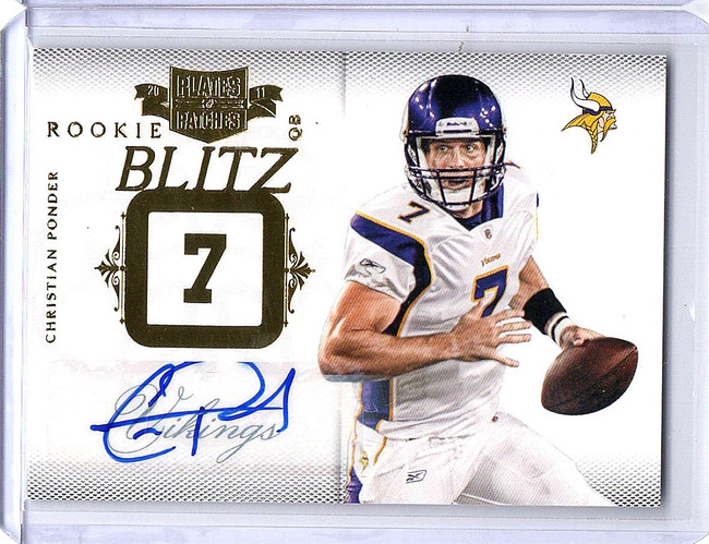 Christian Ponder 2011 Plates & Patches Rookie Blitz Auto Vikings #23 10/10