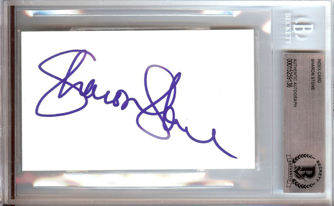 Sharon Stone Signed Autograph Index Card Casino Basic Instinct BAS Encapsulated