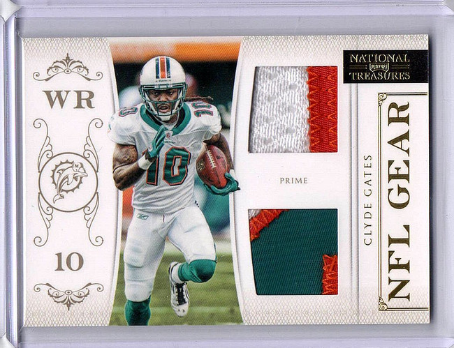 Clyde Gates 2012 National Treasures NFL Gear Dual Patch Dolphins #9 12/49