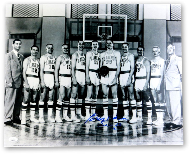 George Mikan Signed Autographed 16X20 Photo Vintage Lakers HOF 59 JSA AH87086