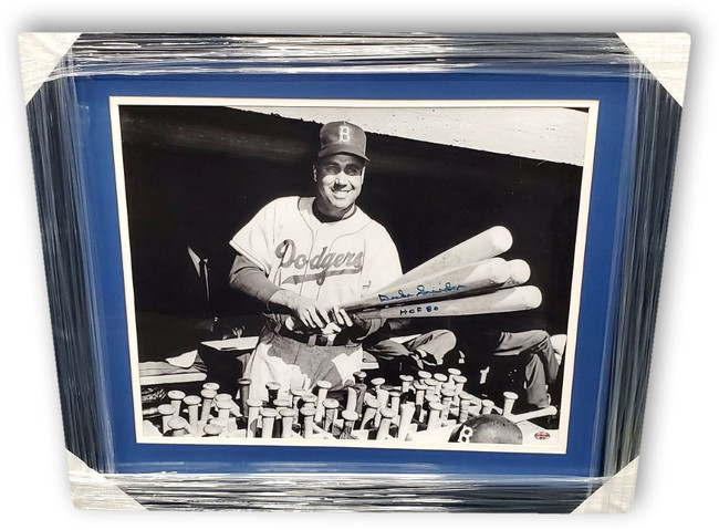 Duke Snider Hand signed 16x20 Photo With Bats Custom Framed LA Dodgers