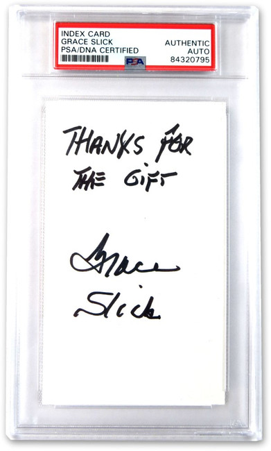 Grace Slick Signed Autographed Index Card Jefferson Starship PSA/DNA Slabbed 795
