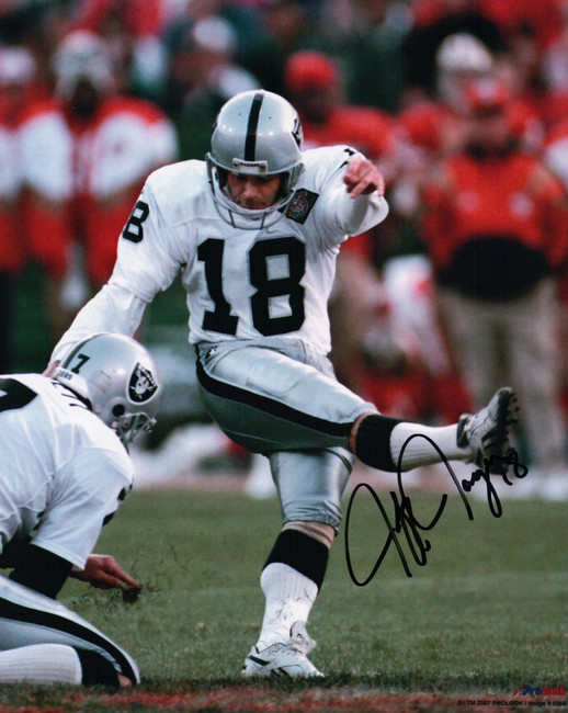 Jeff Jaeger Signed 8X10 Photo Autograph Raiders Kicking Field Goal Auto w/COA