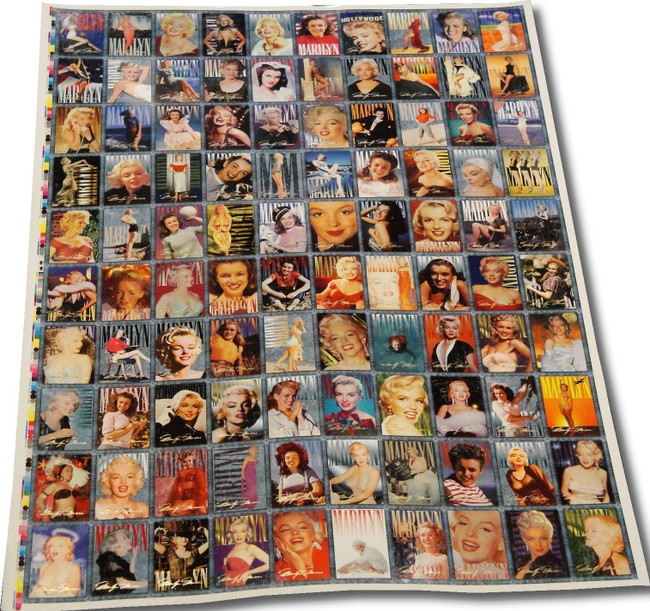 Marilyn Monroe 100 Card Uncut Sheet from 1993 Completely Intact Has Minor Wear