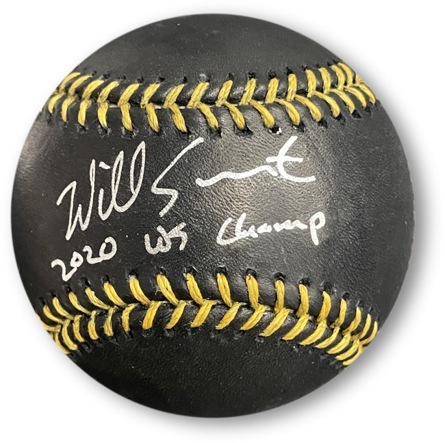 Will Smith Signed Autograph Baseball Black Rawlings Ball 2020 WS Champs Fanatics