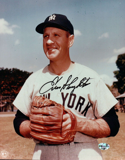 Enos Slaughter Signed 8X10 Photo Autograph New York Yankees Black Ink Auto w/COA