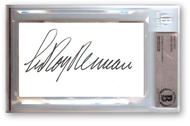 Leroy Neiman Signed Autograph Index Card Legendary Sports Artist BAS 2226