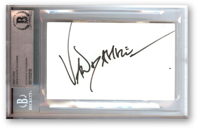 Jean-Claude Van Damme Signed Autographed Index Card Bloodsport Actor BAS 2100