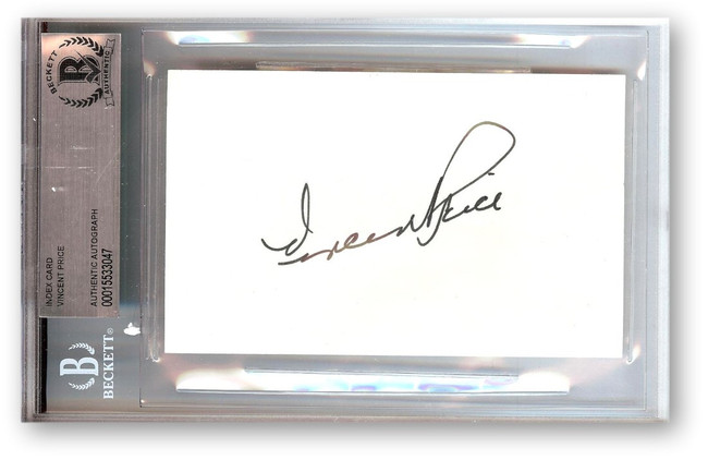 Vincent Price Signed Autographed Index Card Hollywood Actor Legend BAS 3047